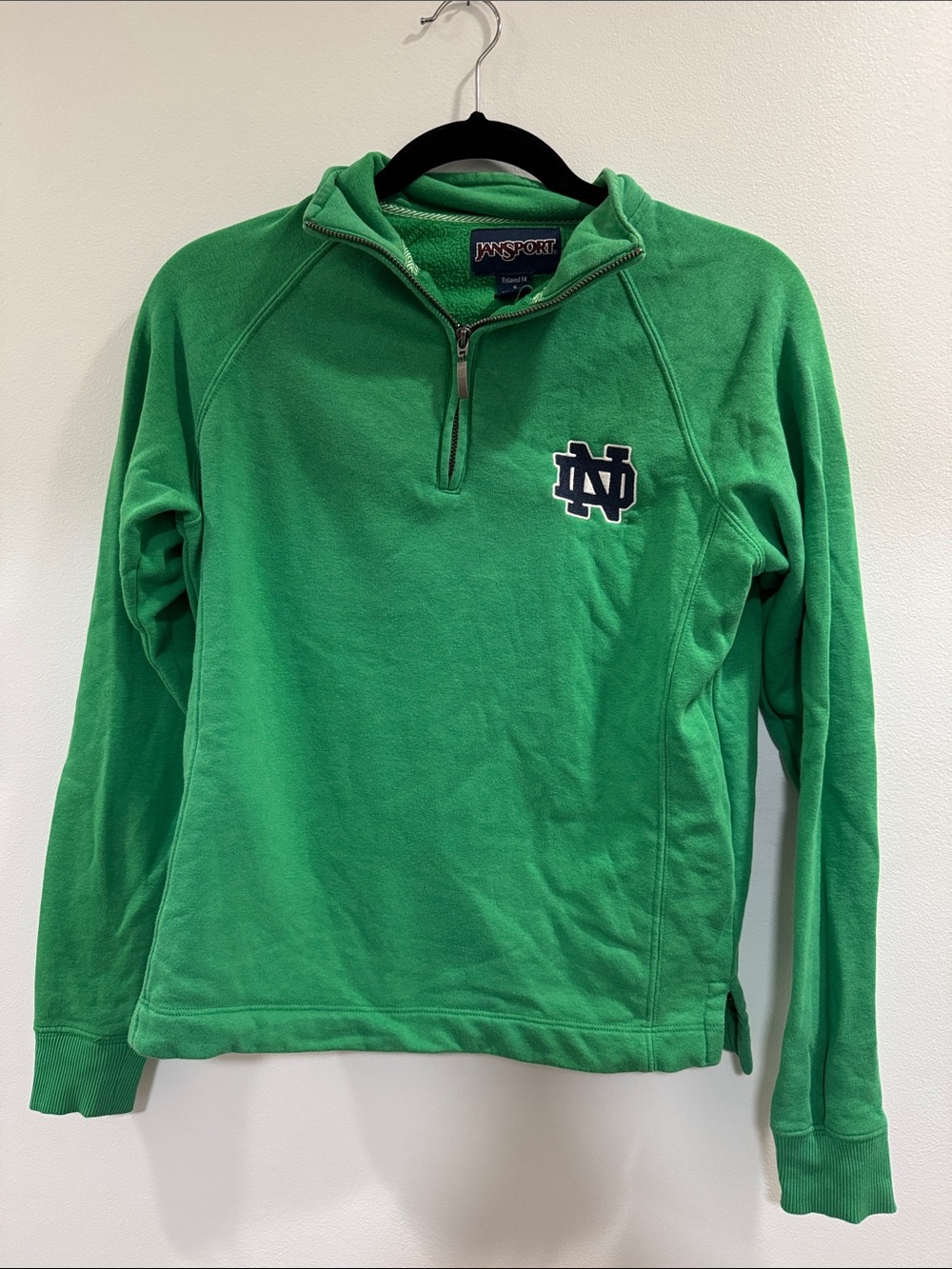 Jansport Kelly Green Quarter-Zip Pullover with ND Patch